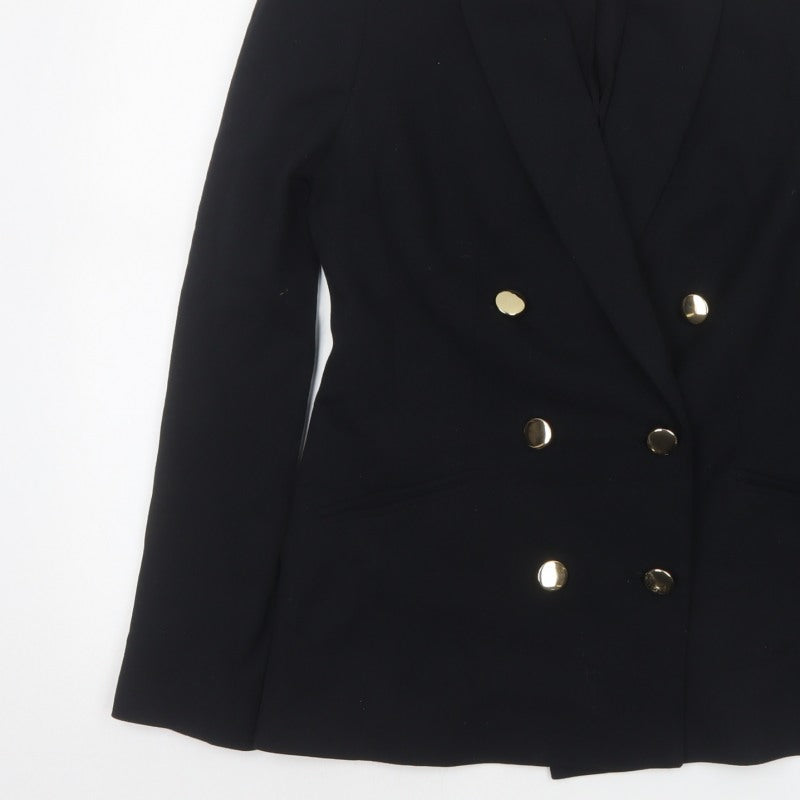 Marks & Spencer Women’s Black UK 8 Double-Breasted Gold Button Blazer