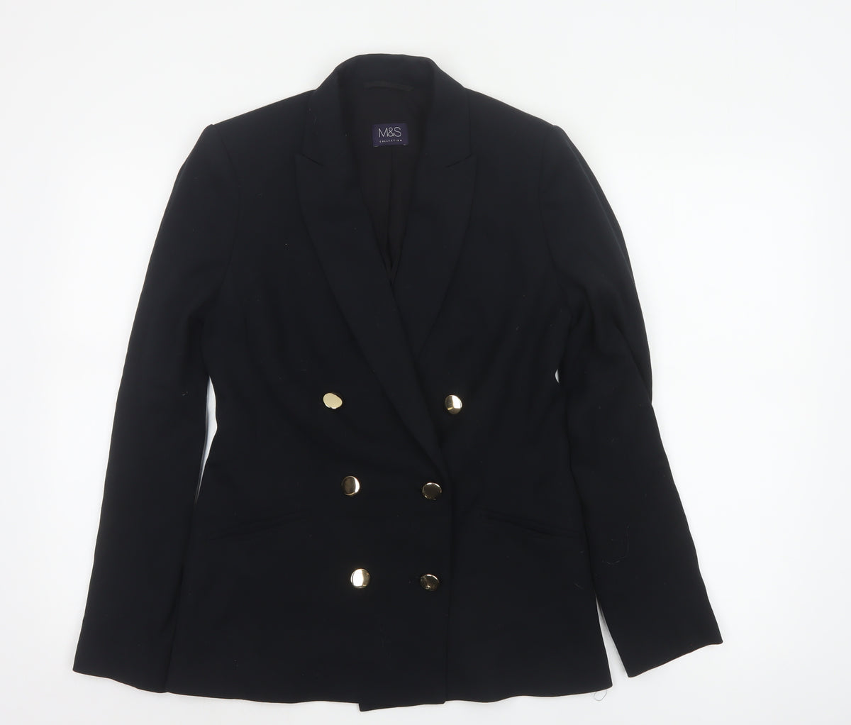 Marks & Spencer Women’s Black UK 8 Double-Breasted Gold Button Blazer