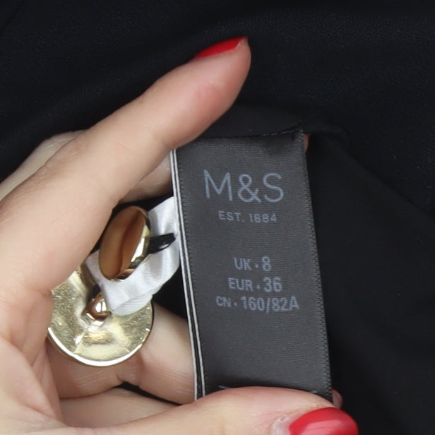 Marks & Spencer Women’s Black UK 8 Double-Breasted Gold Button Blazer