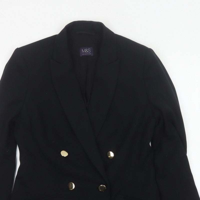 Marks & Spencer Women’s Black UK 8 Double-Breasted Gold Button Blazer