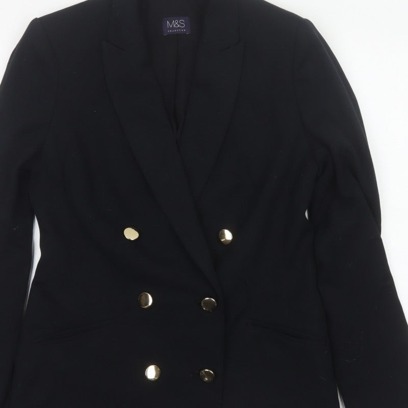 Marks & Spencer Women’s Black UK 8 Double-Breasted Gold Button Blazer
