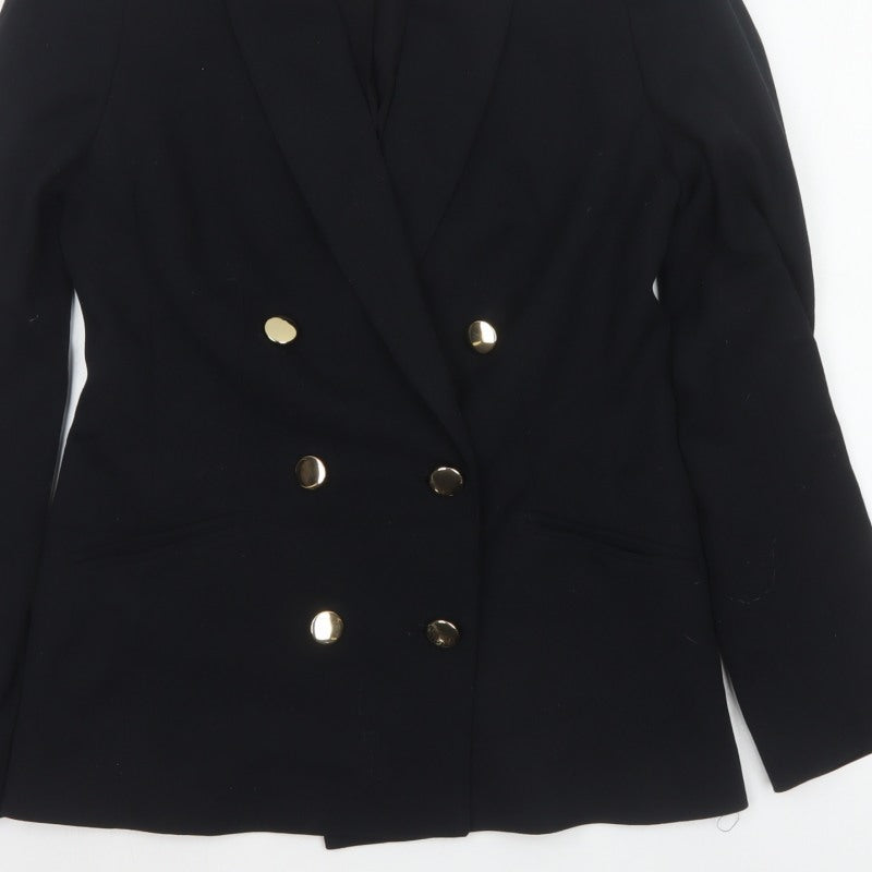 Marks & Spencer Women’s Black UK 8 Double-Breasted Gold Button Blazer