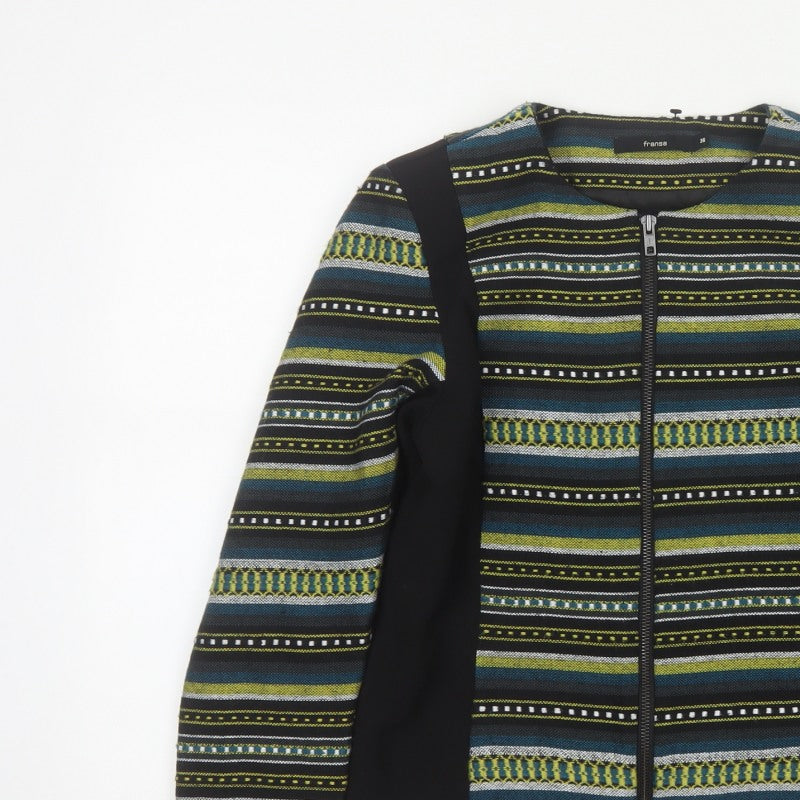 Fransa Women’s Multicoloured Stripe Zip Jacket UK 8 Short Lined