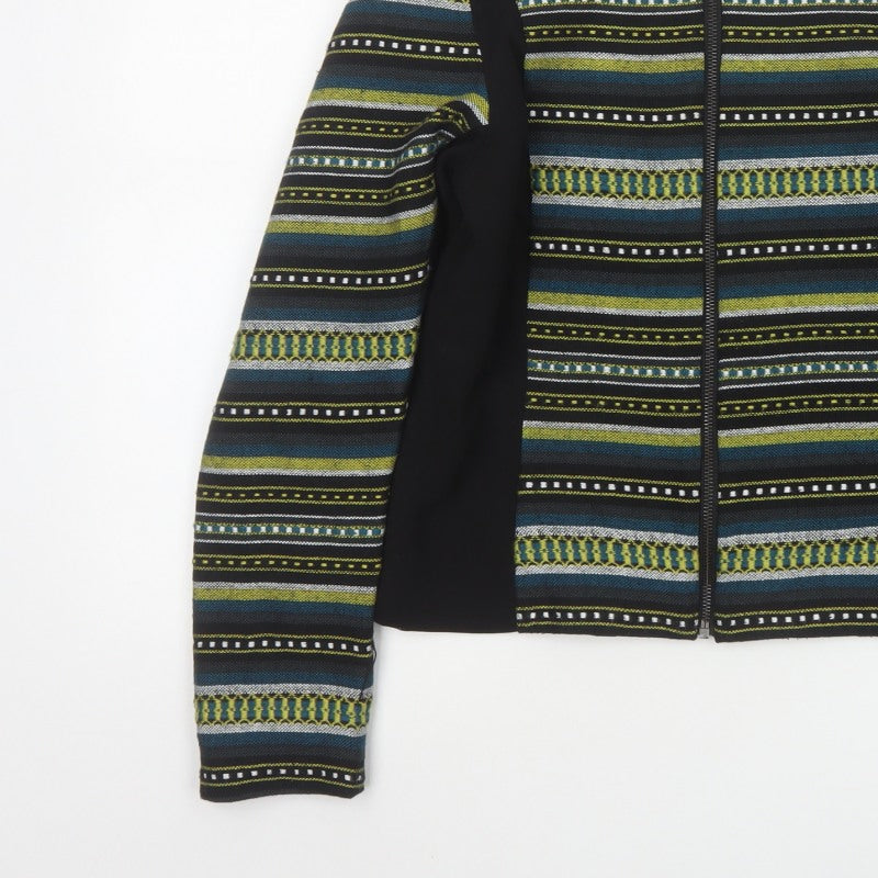Fransa Women’s Multicoloured Stripe Zip Jacket UK 8 Short Lined