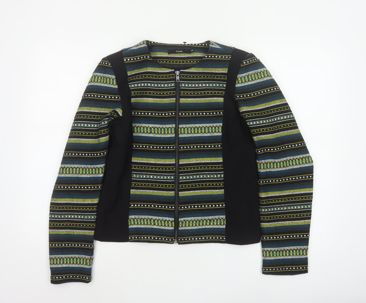 Fransa Women’s Multicoloured Stripe Zip Jacket UK 8 Short Lined