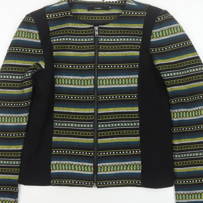 Fransa Women’s Multicoloured Stripe Zip Jacket UK 8 Short Lined