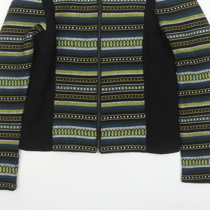 Fransa Women’s Multicoloured Stripe Zip Jacket UK 8 Short Lined