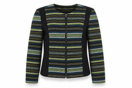 Fransa Women’s Multicoloured Stripe Zip Jacket UK 8 Short Lined