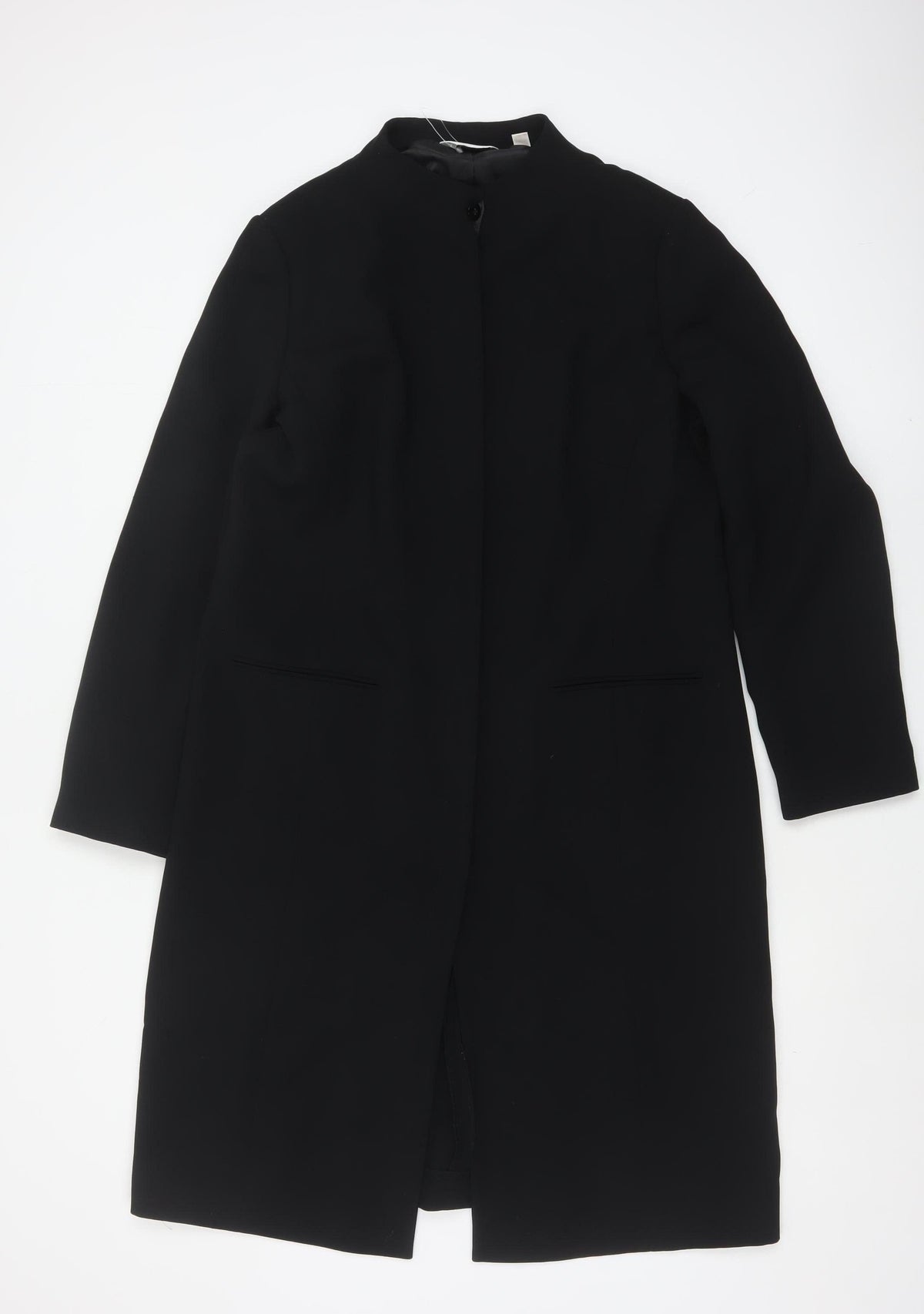 Next Women’s Black UK 16 Long Single-Breasted Lined Overcoat