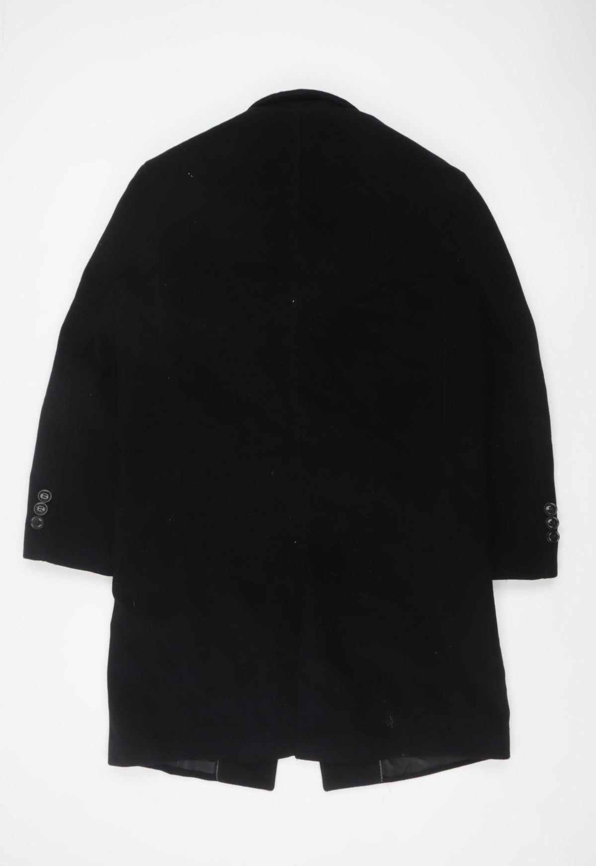 Huangjinniao Men’s Black 36 Long Wool-Feel Overcoat Lined