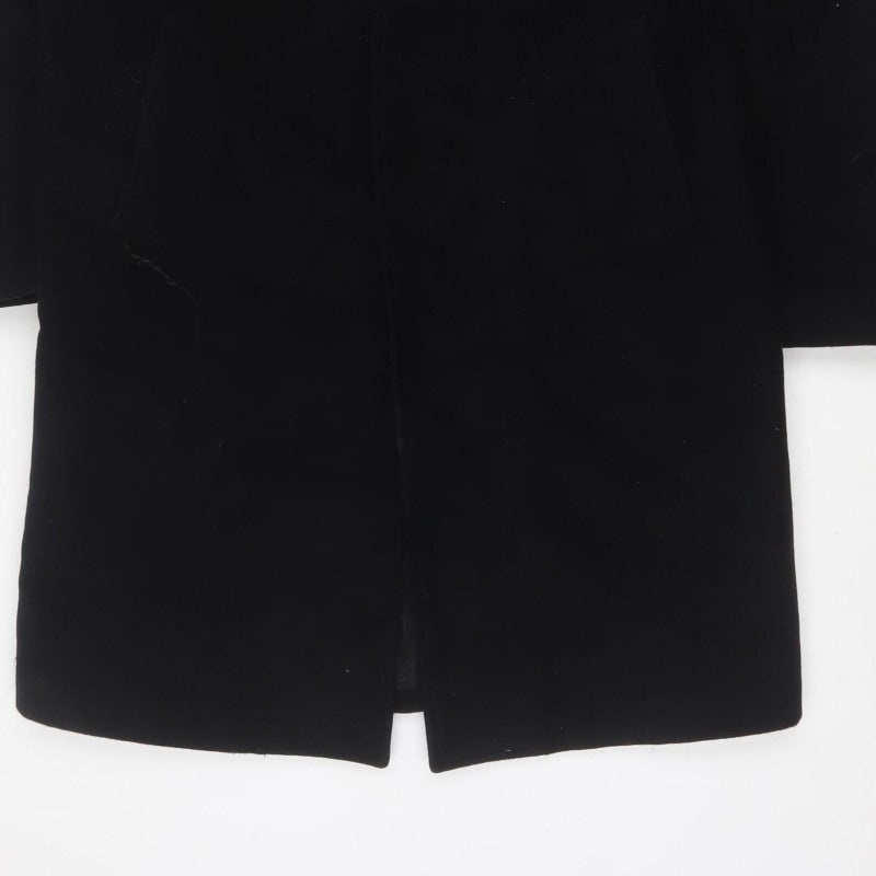 Huangjinniao Men’s Black 36 Long Wool-Feel Overcoat Lined