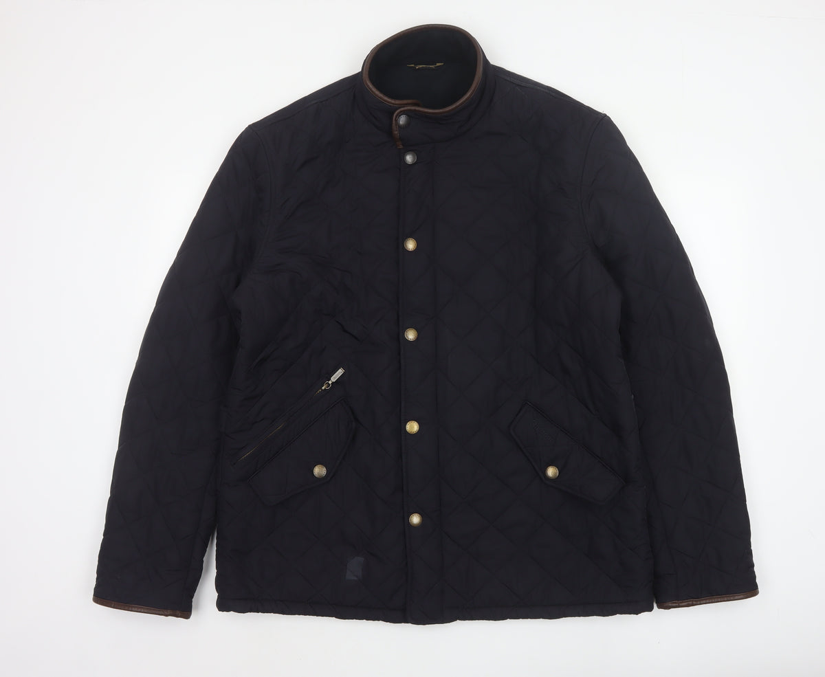 Barbour Men’s Black XL Quilted Padded Stand Collar Jacket
