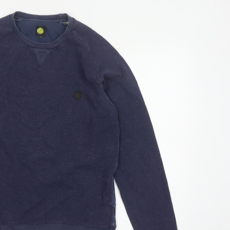 Deus Ex Machina Men’s Blue Speckled Logo Crew Neck Sweatshirt S