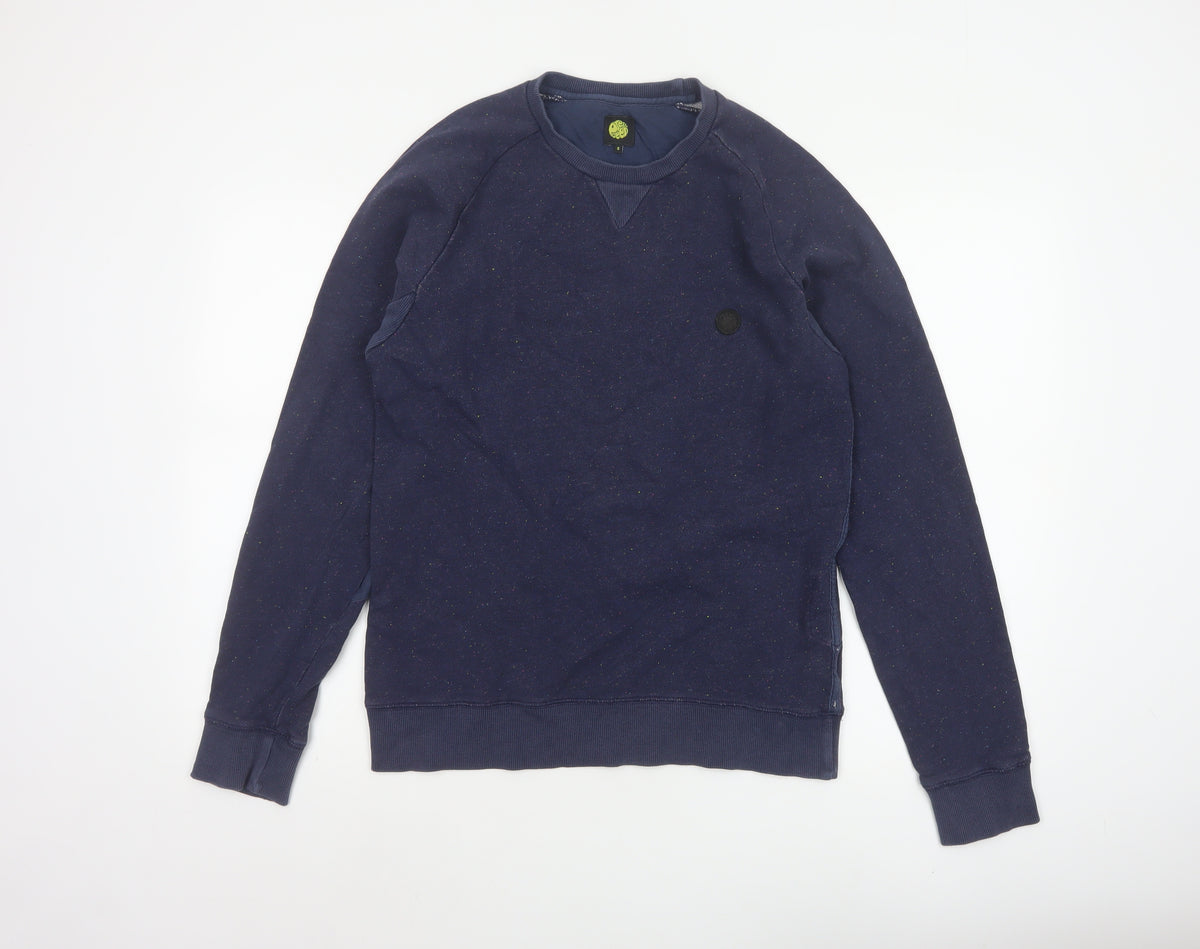 Deus Ex Machina Men’s Blue Speckled Logo Crew Neck Sweatshirt S
