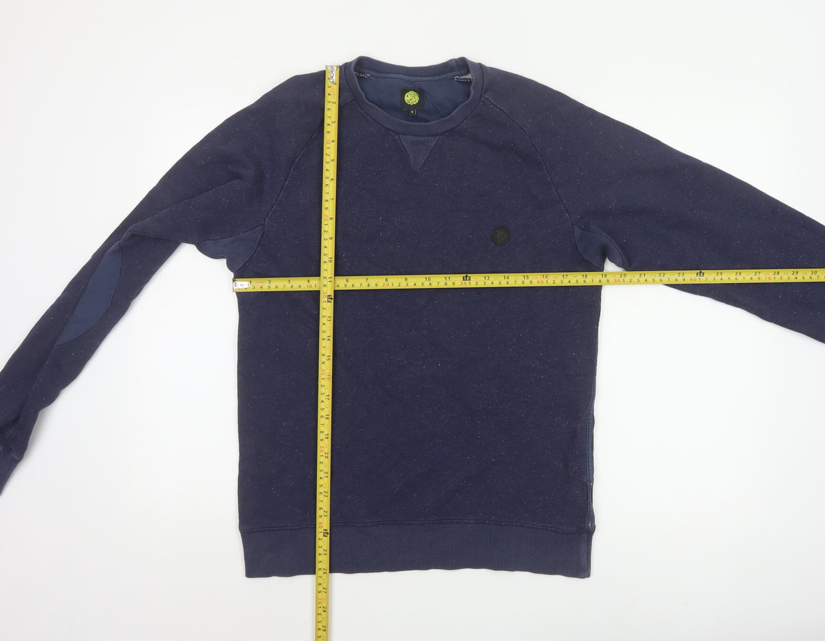 Deus Ex Machina Men’s Blue Speckled Logo Crew Neck Sweatshirt S
