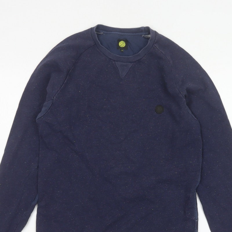 Deus Ex Machina Men’s Blue Speckled Logo Crew Neck Sweatshirt S
