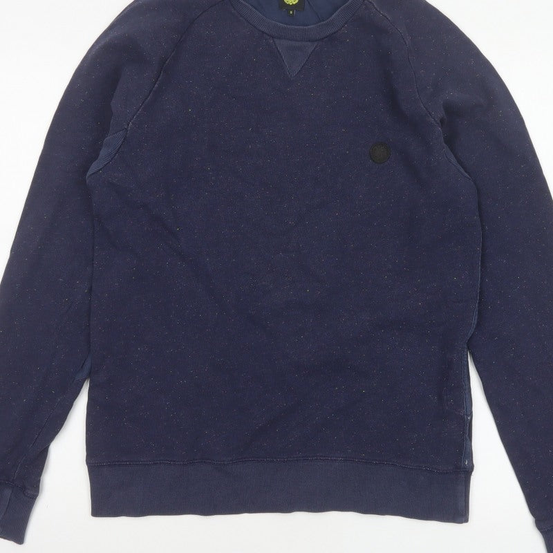 Deus Ex Machina Men’s Blue Speckled Logo Crew Neck Sweatshirt S