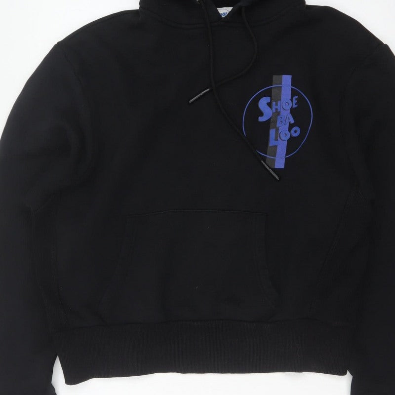 Shoe Ba Loo Women’s Black M Pullover Hoodie Blue Logo 100% Cotton