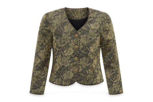 Rouie Women’s Green Floral Nylon Suit Jacket Blazer UK 8 Vintage