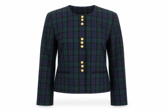 San Francisco Women’s Green Plaid Blazer Size 12 Lined Vintage