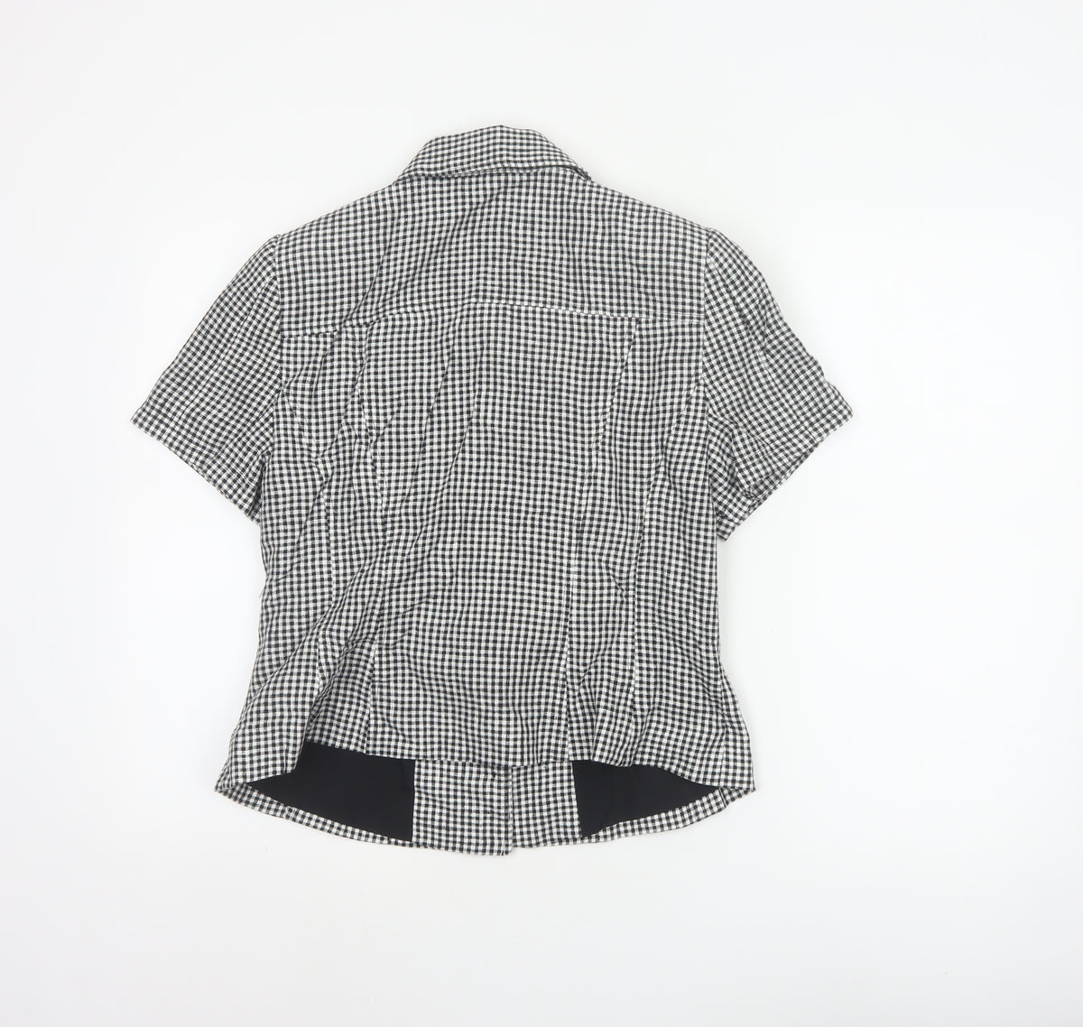 Marks & Spencer Women Black White Check Button-Up Shirt UK 12