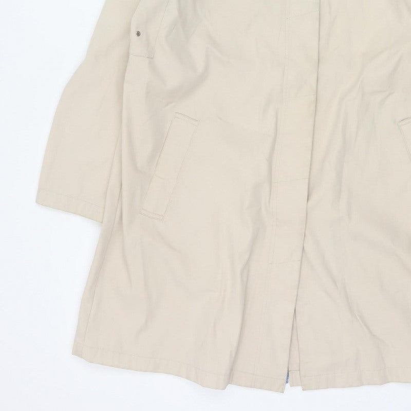 Navy Blue Mens Beige XL Long Rain Coat Concealed Zip Lightweight