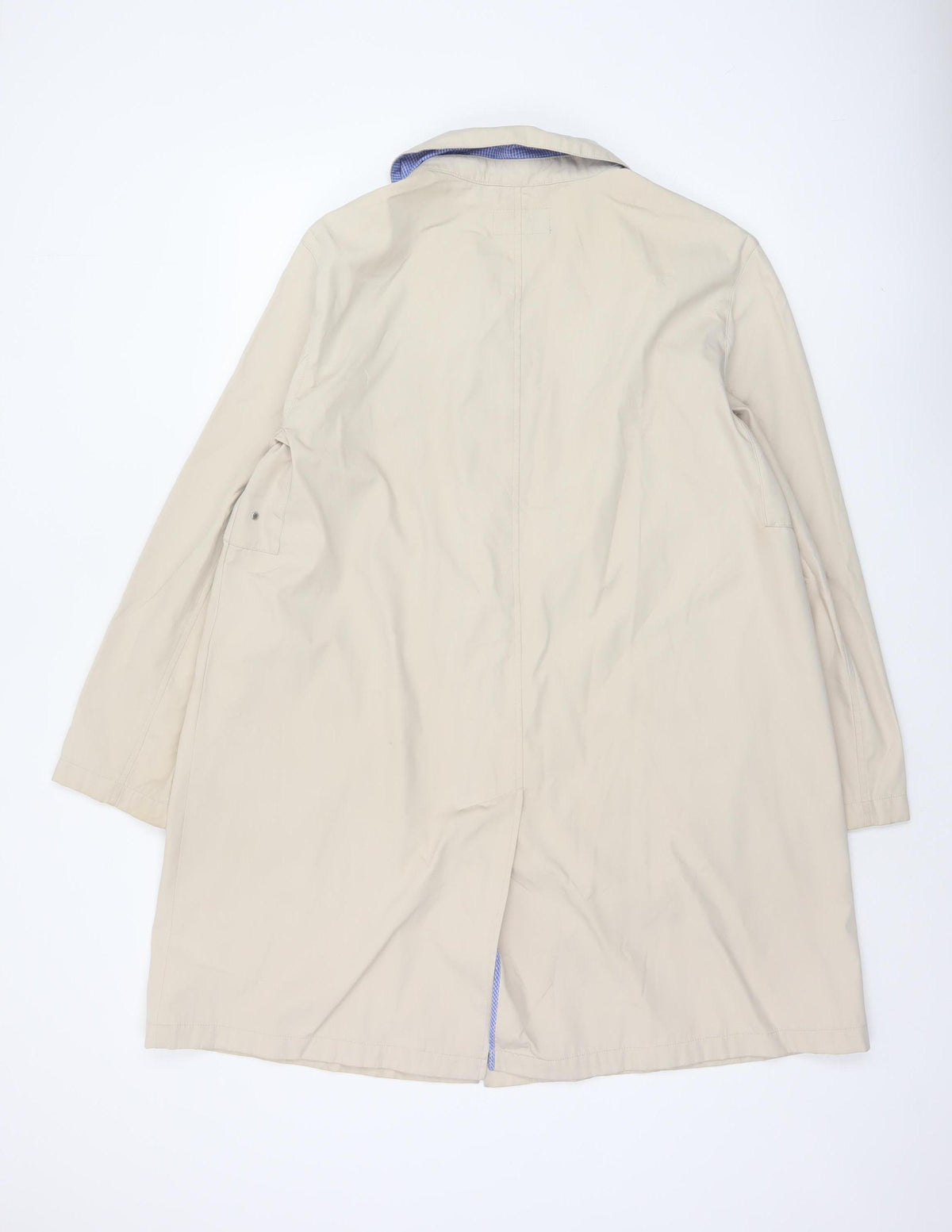 Navy Blue Mens Beige XL Long Rain Coat Concealed Zip Lightweight