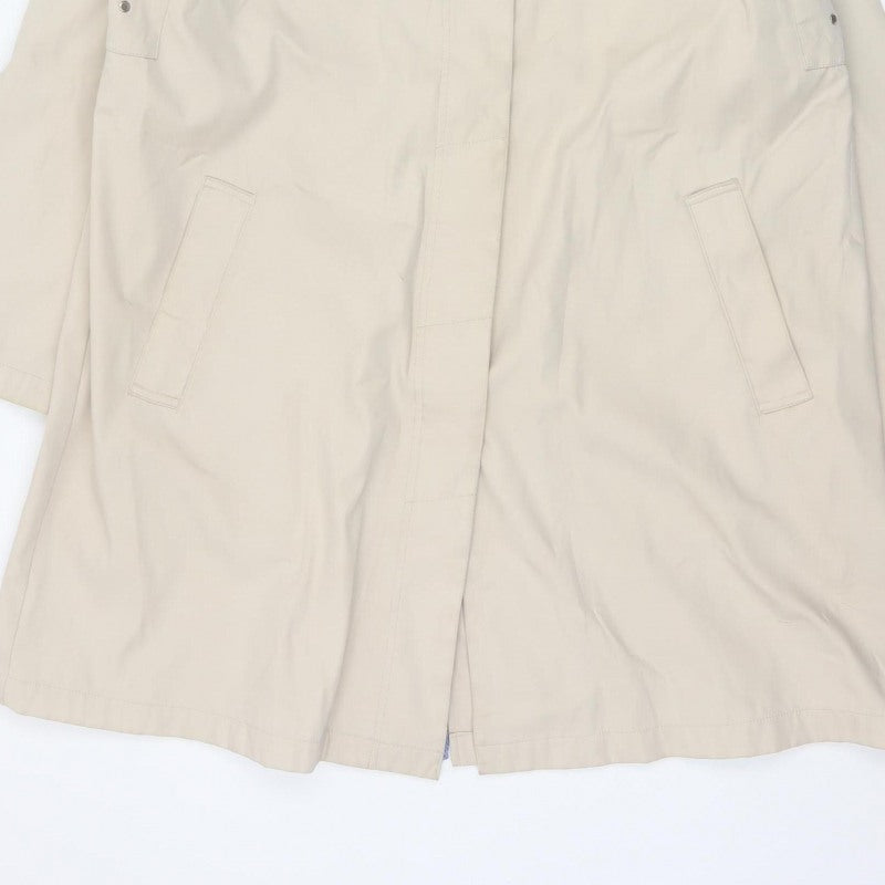 Navy Blue Mens Beige XL Long Rain Coat Concealed Zip Lightweight