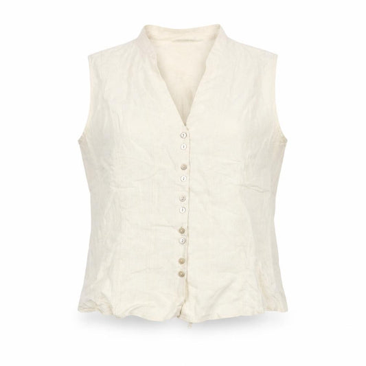 Marks & Spencer Women's Beige UK 14 Linen Sleeveless Lace-Up Blouse