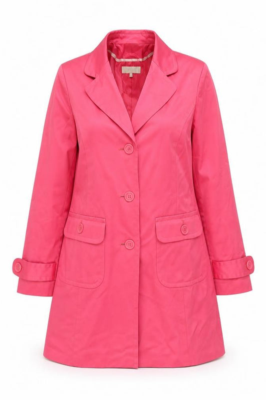 Marks & Spencer Women Pink Size 14 Cotton Trench Coat Buttoned