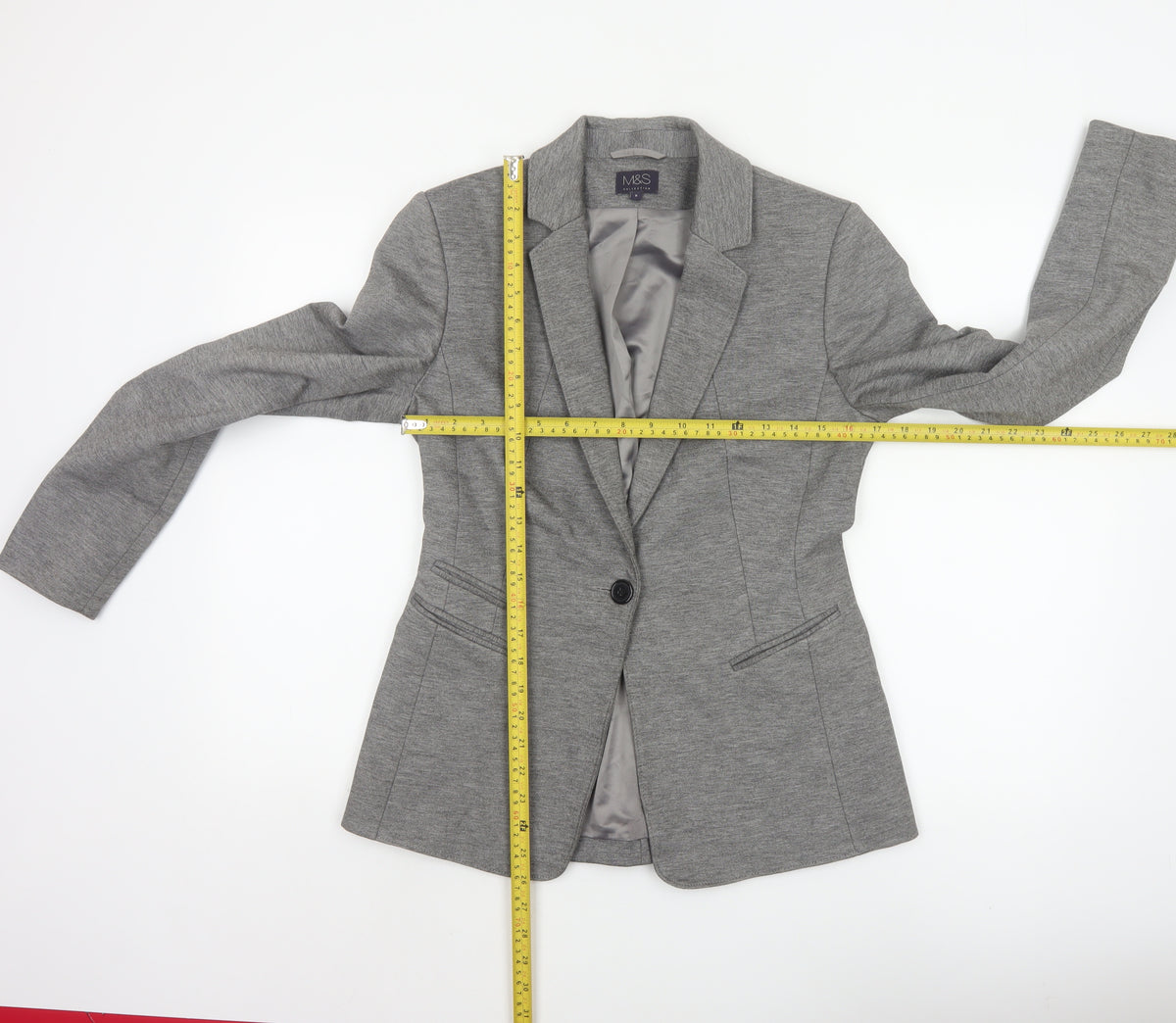 Marks and Spencer Women Grey Size 8 Tailored Stretch Blazer