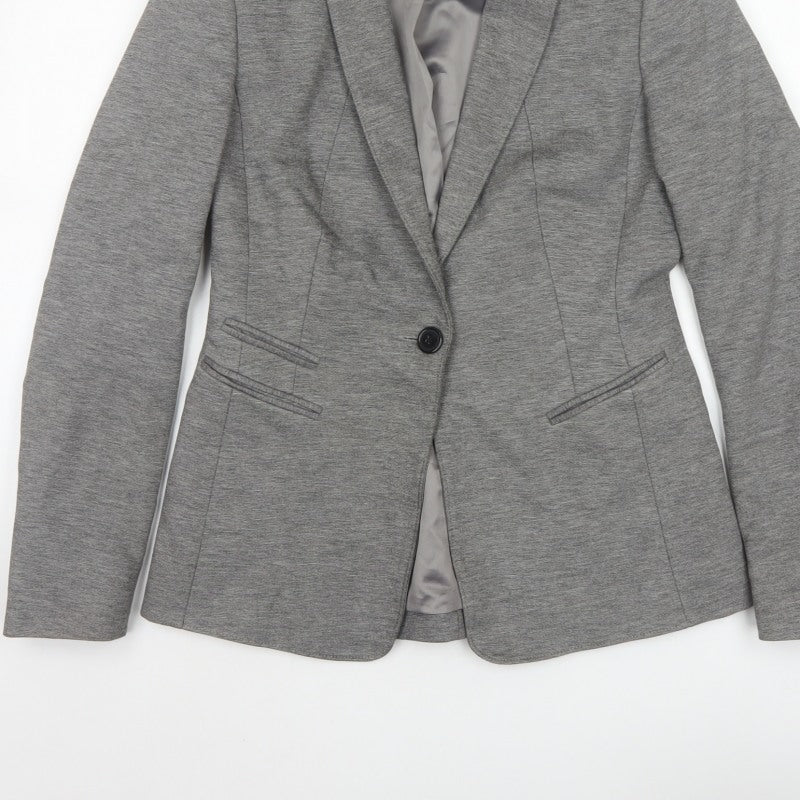 Marks and Spencer Women Grey Size 8 Tailored Stretch Blazer