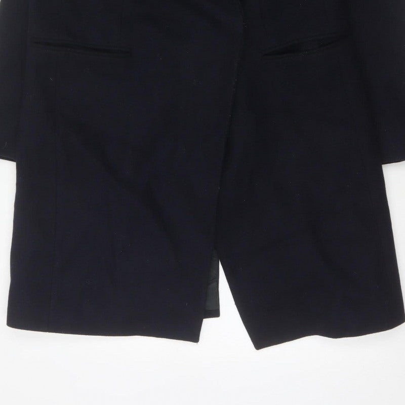 French Connection Women Blue UK 12 Wool Blend Long Overcoat Lined