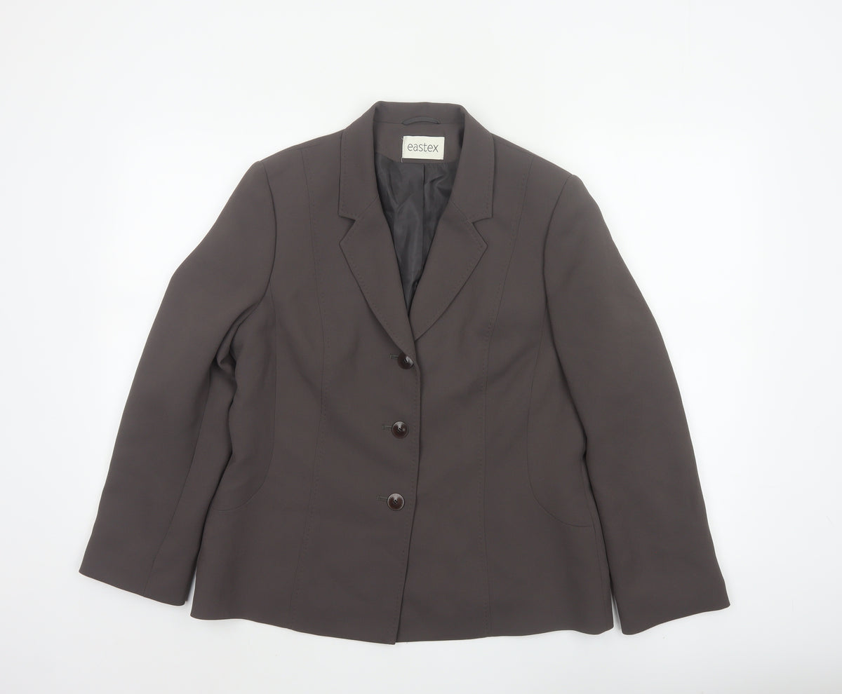 Eastex Women’s Brown UK 12 Tailored 3 Button Lined Blazer Jacket