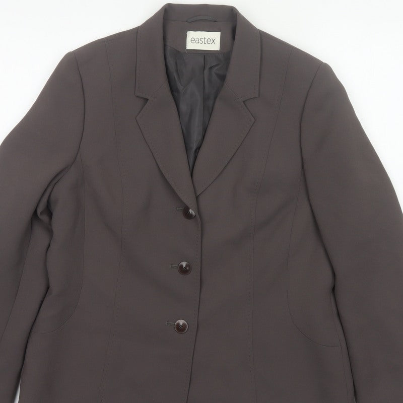 Eastex Women’s Brown UK 12 Tailored 3 Button Lined Blazer Jacket