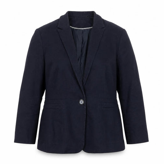 Jasper Conran Women’s Blue UK 14 Single-Breasted Cotton Blend Blazer