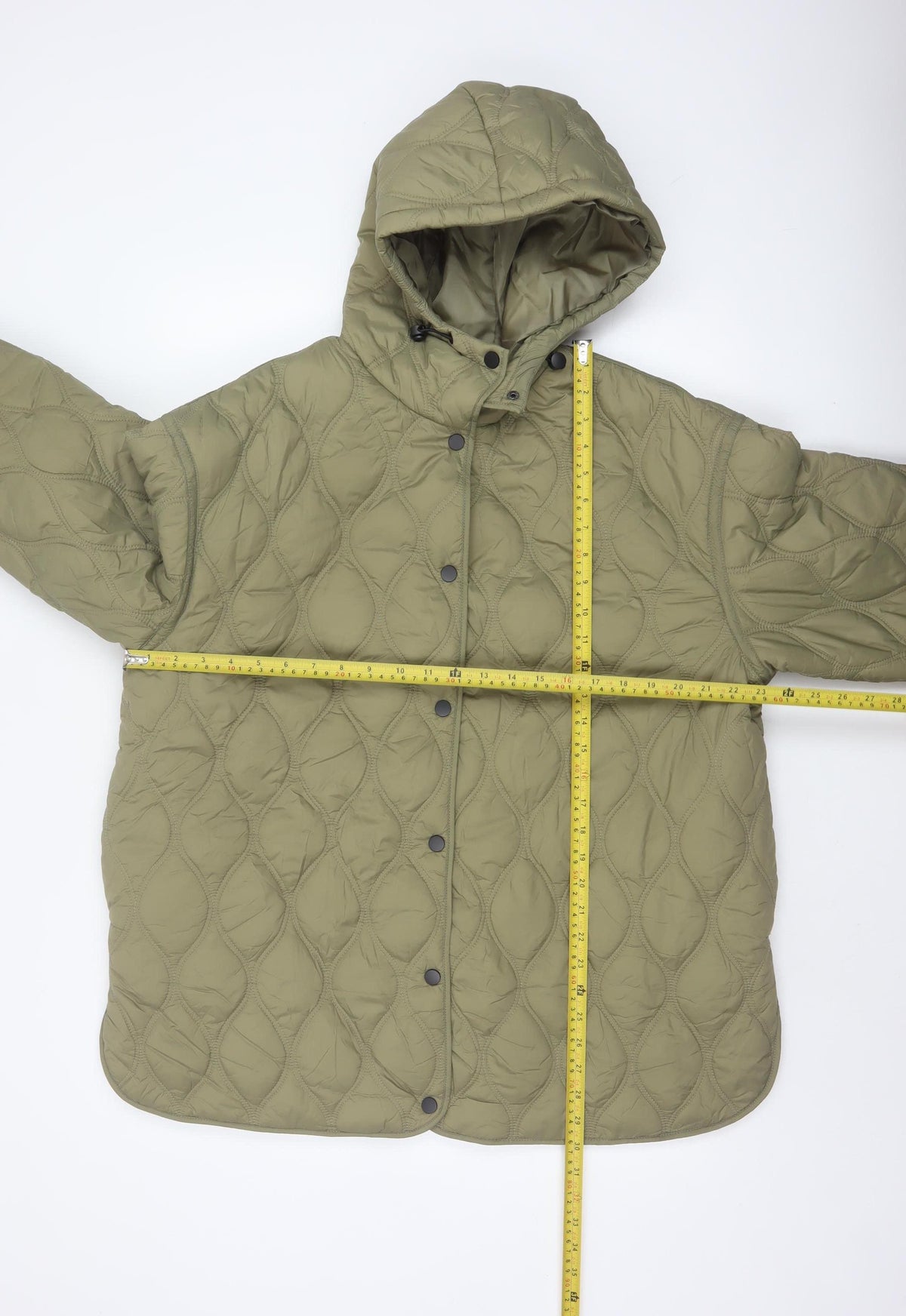 Primark Women Green M Quilted Hooded Puffer Jacket Snap Front