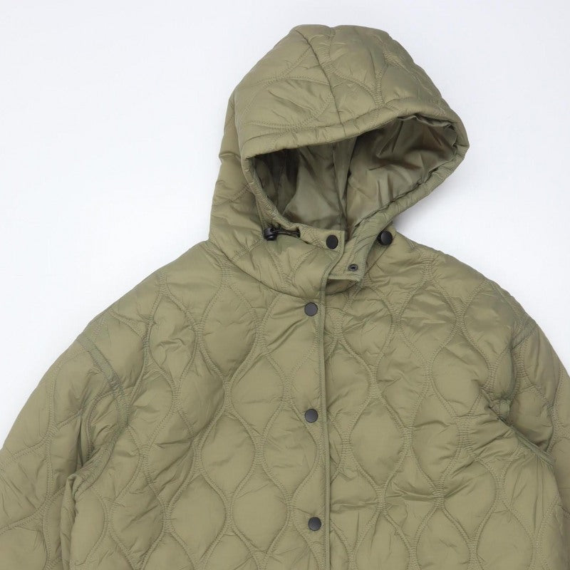Primark Women Green M Quilted Hooded Puffer Jacket Snap Front