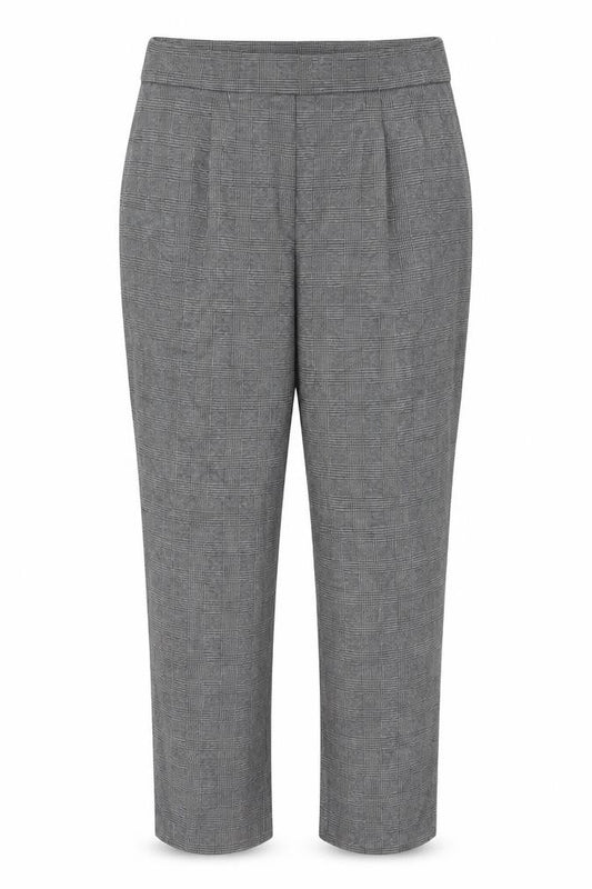 Marks & Spencer Women Grey Check High Rise Straight Trousers UK 14 Short