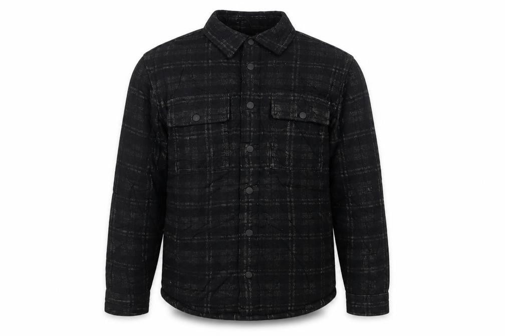 M&S Men’s Black Plaid Overshirt Jacket Size S Button Up Pockets