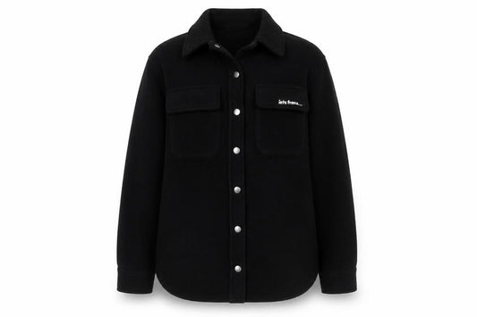 iets frans... Women’s Black M Oversized Fleece Snap Jacket