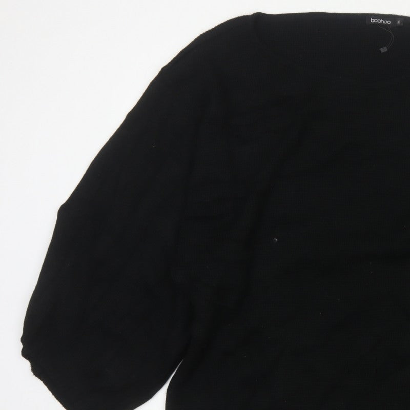 Boohoo Women Black M Oversized Balloon Sleeve Knit Jumper