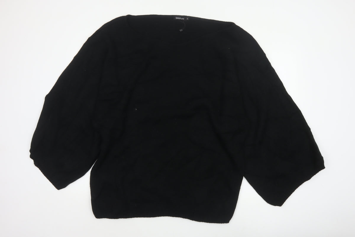 Boohoo Women Black M Oversized Balloon Sleeve Knit Jumper