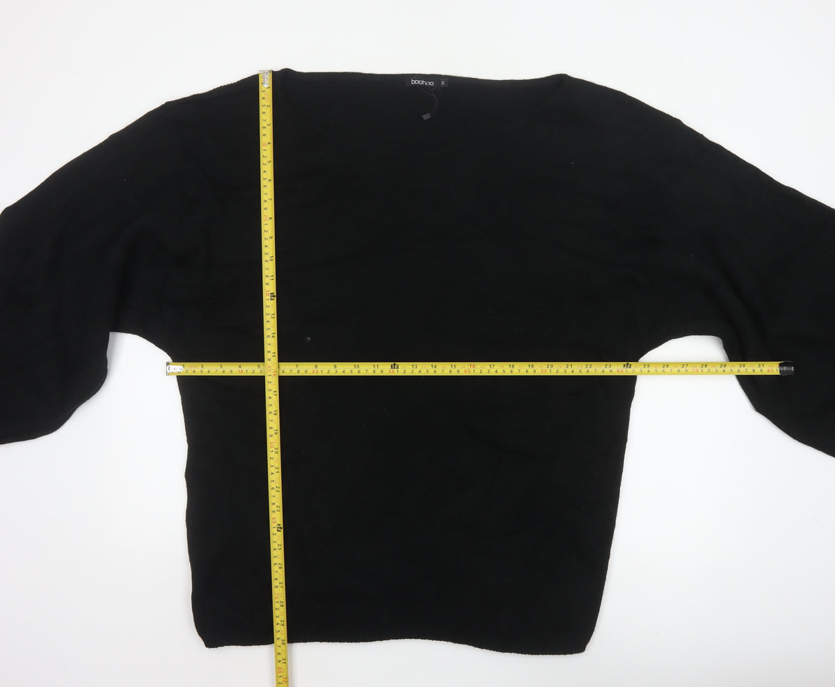 Boohoo Women Black M Oversized Balloon Sleeve Knit Jumper