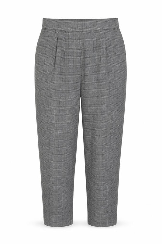 M&S Women’s Grey Check Stretch Tapered Trousers Size 16 Short