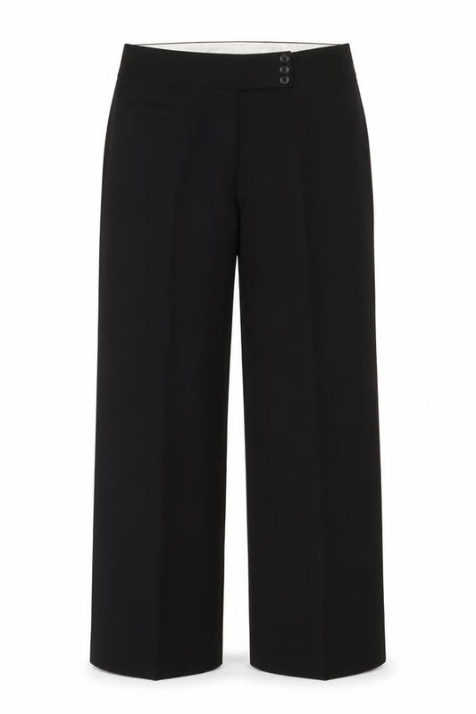 Principles Women Black Size 14 Wide-Leg Dress Trousers Button Detail
