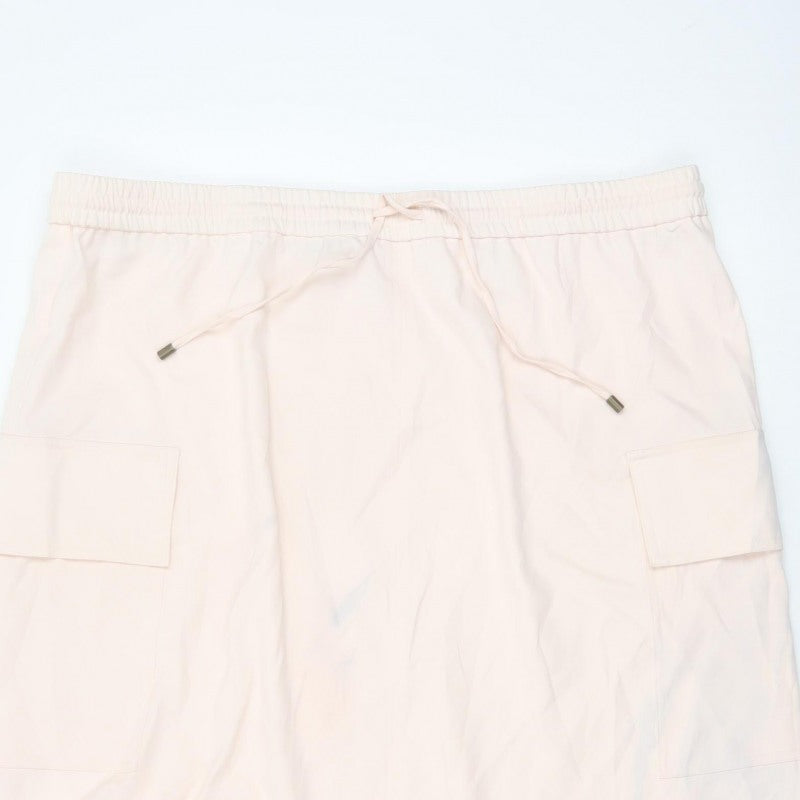 Marks & Spencer Women Pink UK 22 Cargo Midi Drawstring Skirt