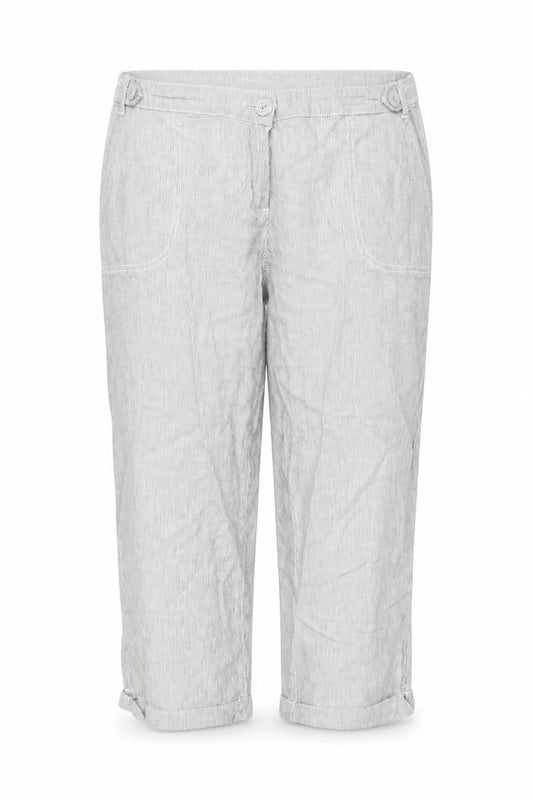 Dorothy Perkins Women Grey Stripe Linen Blend Cargo Trousers UK 14