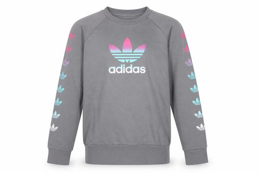 Adidas Girls Grey 14-15 Years Pullover Sweatshirt Trefoil Logo