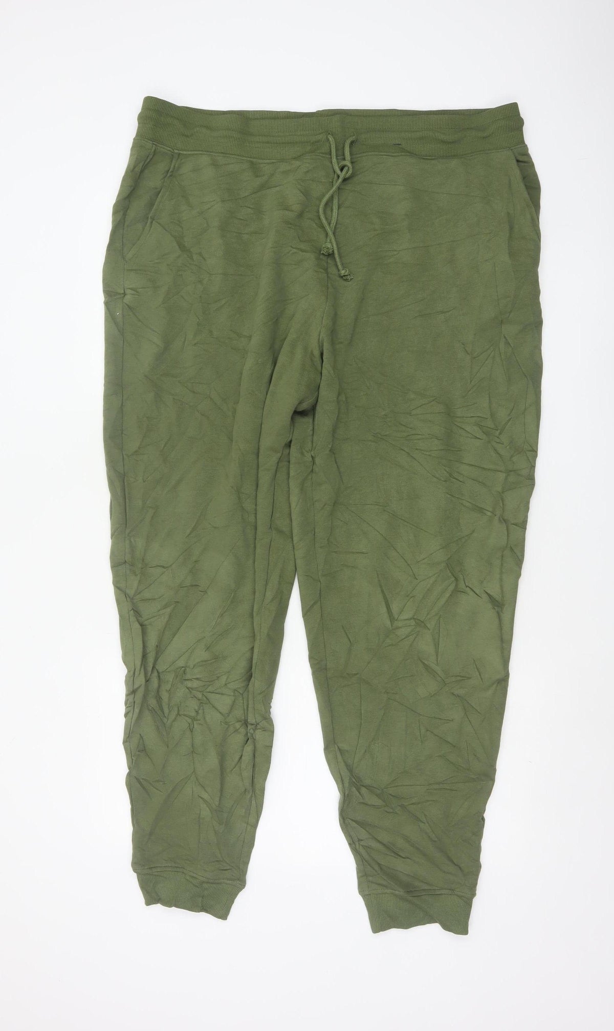 Marks and Spencer Women's Green Size 18 Long Jogger Trousers